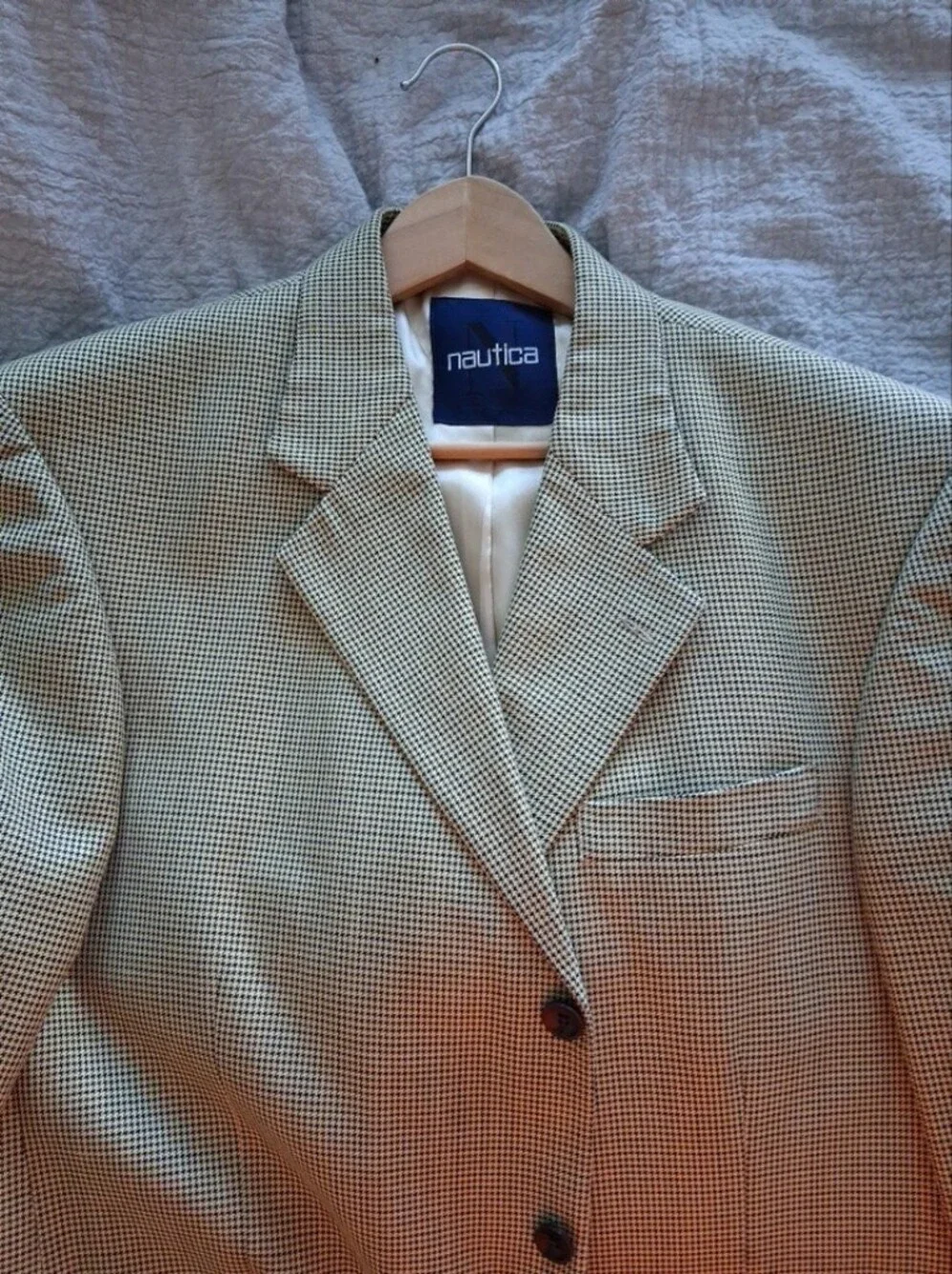Nautica Men's Beige and Black Micro-Check Sport Coat